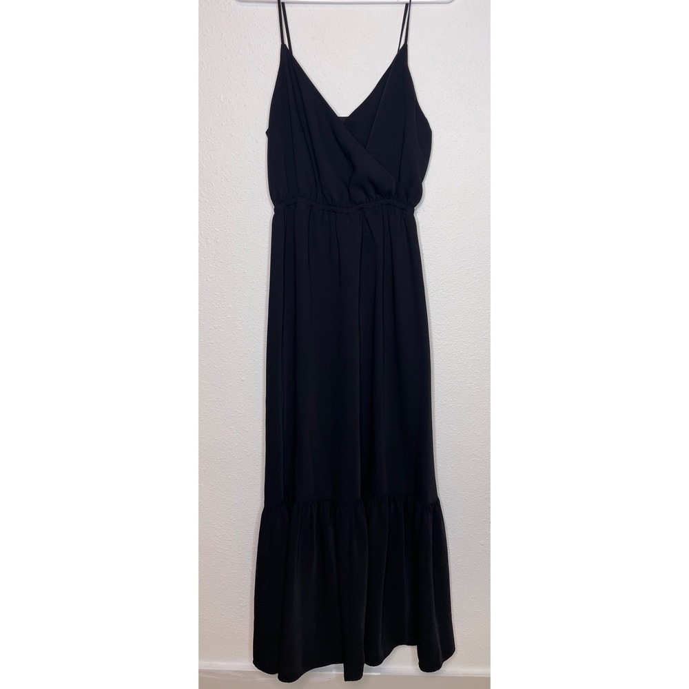 Express Women Maxi Dress Conscious Edit Ruffle Tiered S Black